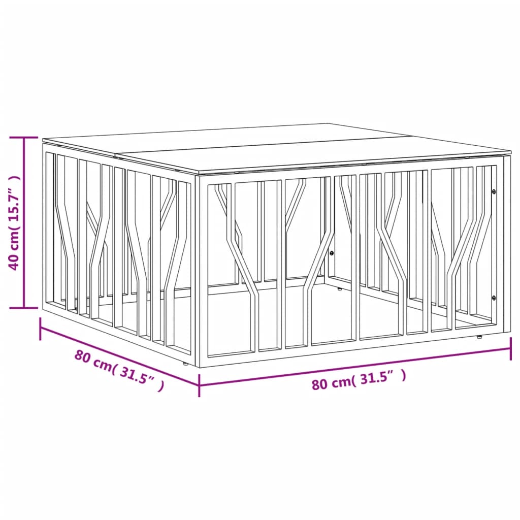 vidaXL Salontafels Salontafel 80x80x40 cm roestvrij staal en glas goudkleurig