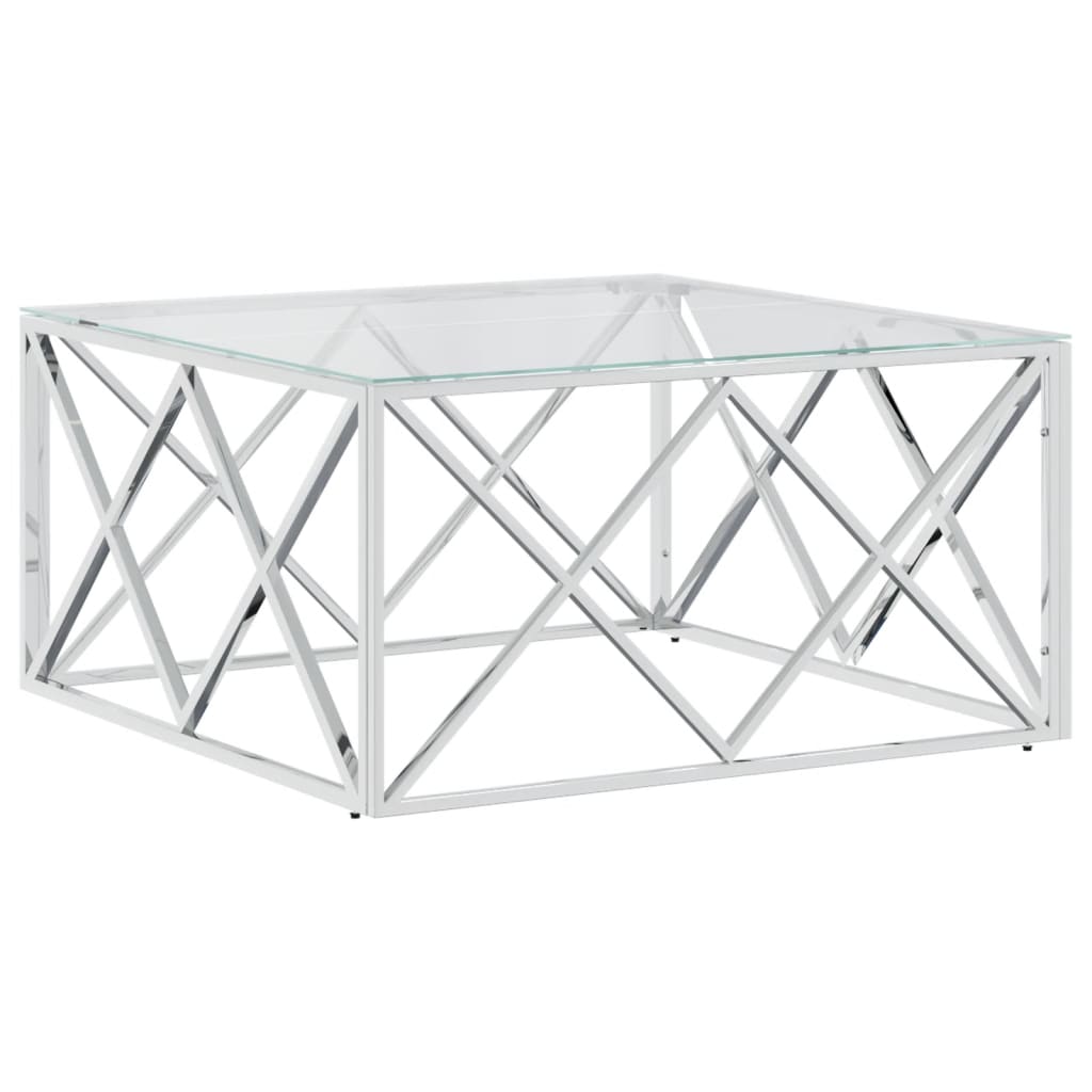 vidaXL Salontafels Salontafel 80x80x40 cm roestvrij staal en glas