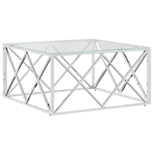 vidaXL Salontafels Salontafel 80x80x40 cm roestvrij staal en glas