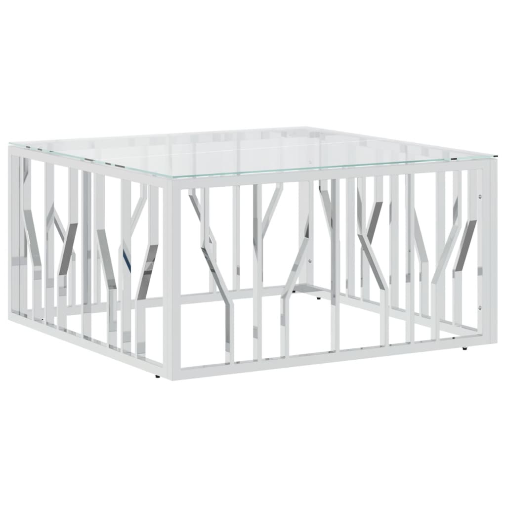 vidaXL Salontafels Salontafel 80x80x40 cm roestvrij staal en glas