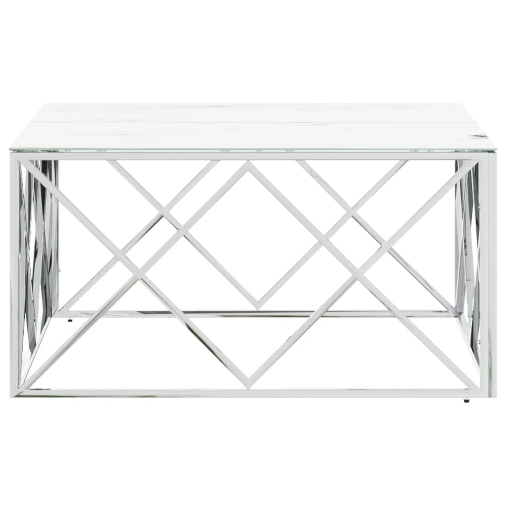 vidaXL Salontafels Salontafel 80x80x40 cm roestvrij staal en glas zilverkleurig