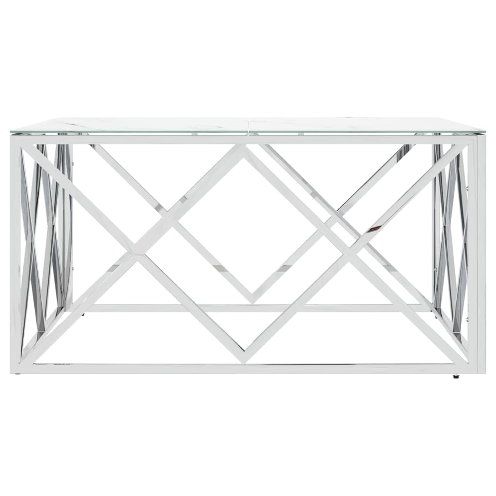 vidaXL Salontafels Salontafel 80x80x40 cm roestvrij staal en glas zilverkleurig