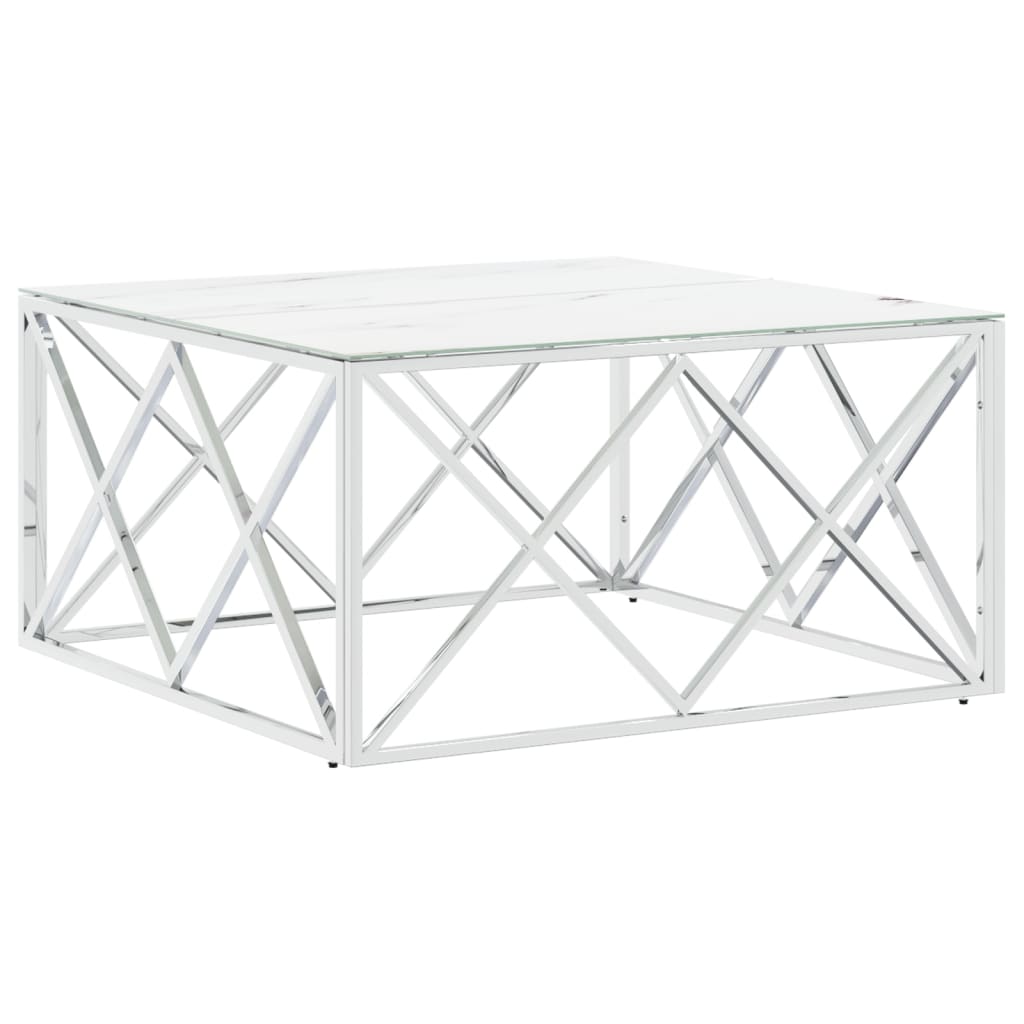 vidaXL Salontafels Salontafel 80x80x40 cm roestvrij staal en glas zilverkleurig