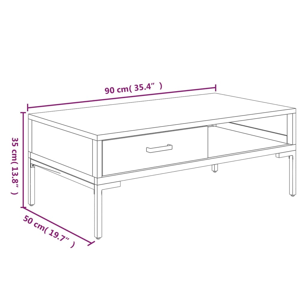 vidaXL Salontafels Salontafel 90x50x35 cm massief grenenhout