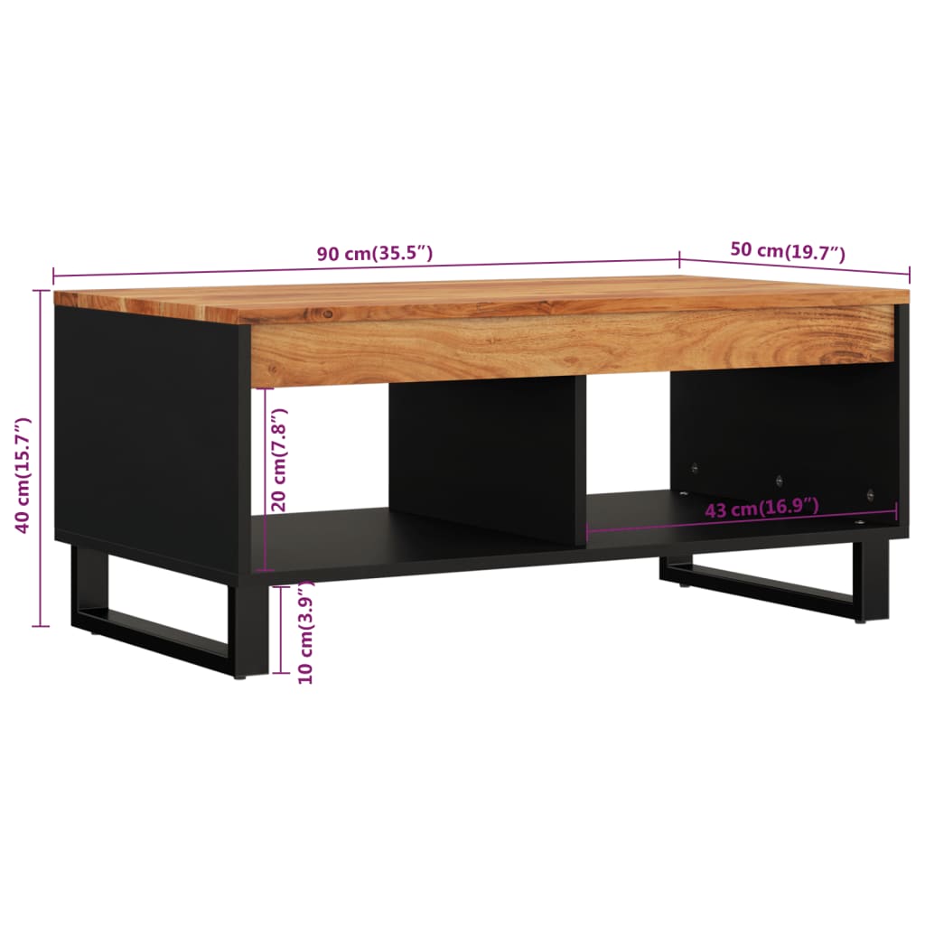 vidaXL Salontafels Salontafel 90x50x40 cm massief acaciahout