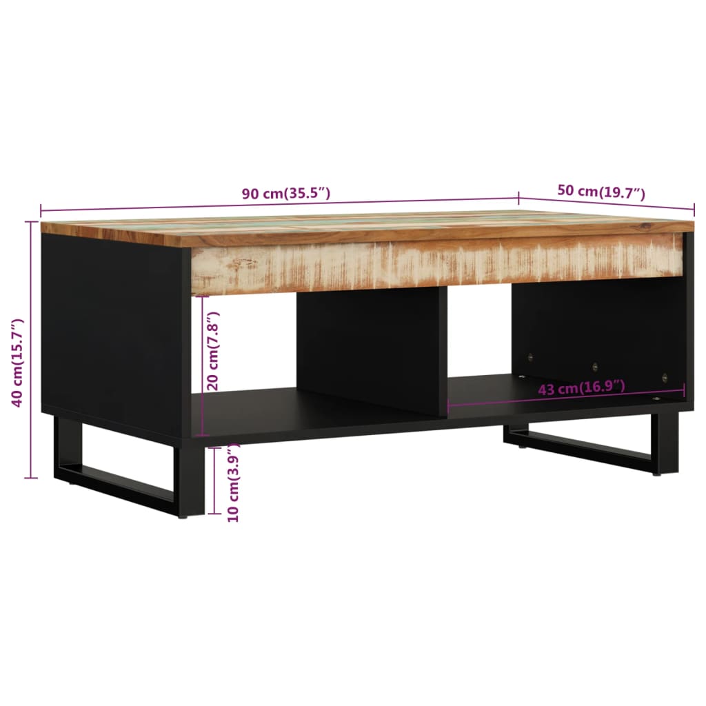 vidaXL Salontafels Salontafel 90x50x40 cm massief gerecycled hout