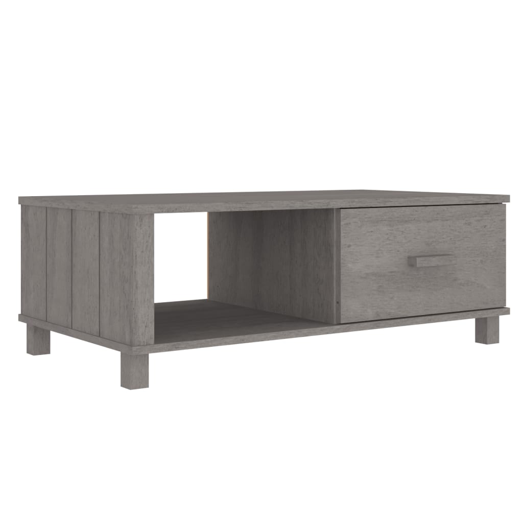 vidaXL Salontafels Salontafel HAMAR 100x55x35 cm massief grenenhout lichtgrijs