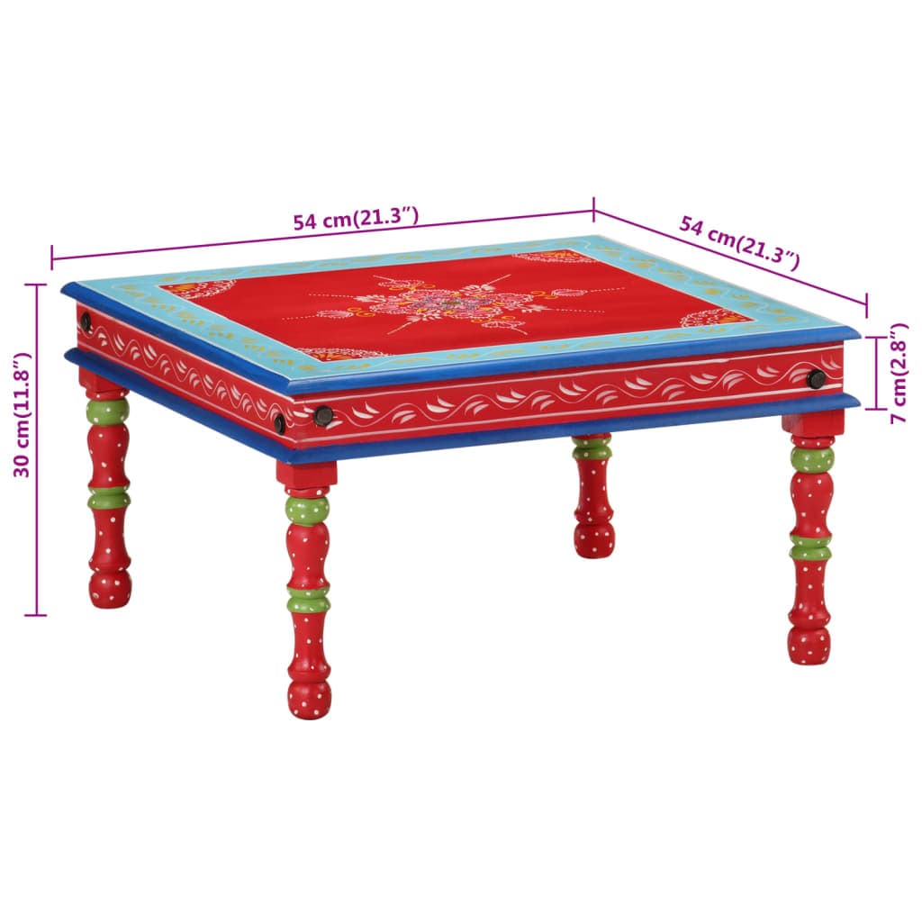 vidaXL Salontafels Salontafel handbeschilderd massief mangohout rood