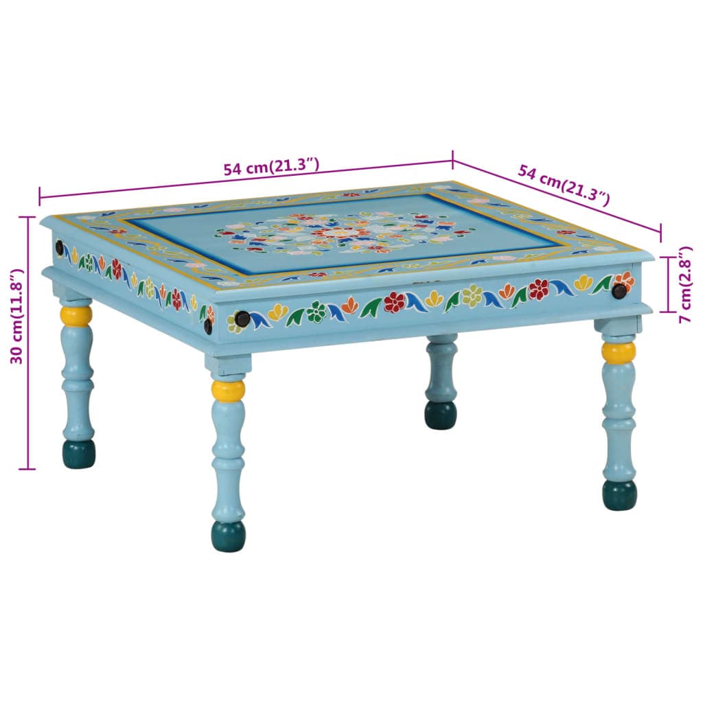 vidaXL Salontafels Salontafel handbeschilderd massief mangohout turquoise