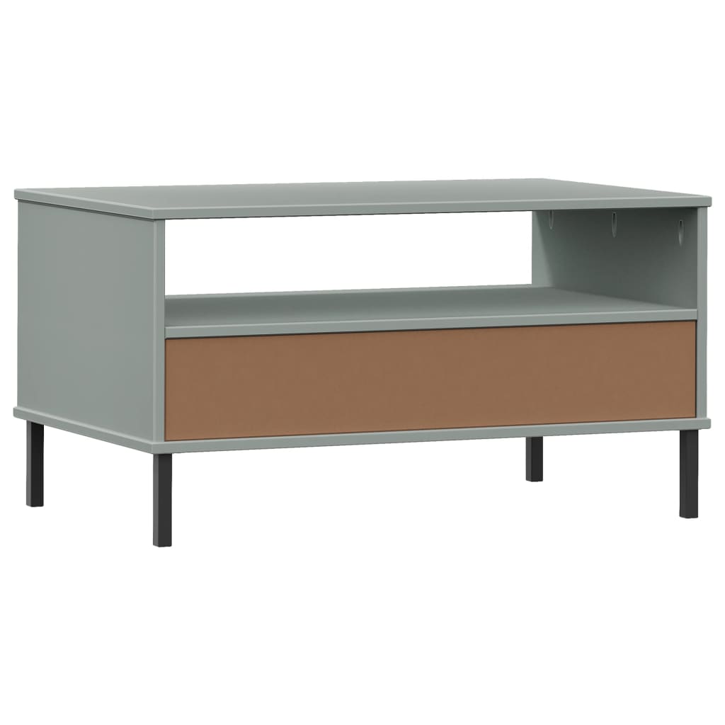 vidaXL Salontafels Salontafel met metalen poten OSLO 85x50x45 cm hout grijs