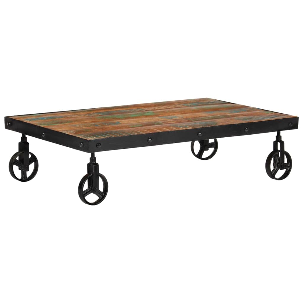 vidaXL Salontafels Salontafel met wielen 100x60x26 cm massief gerecycled hout