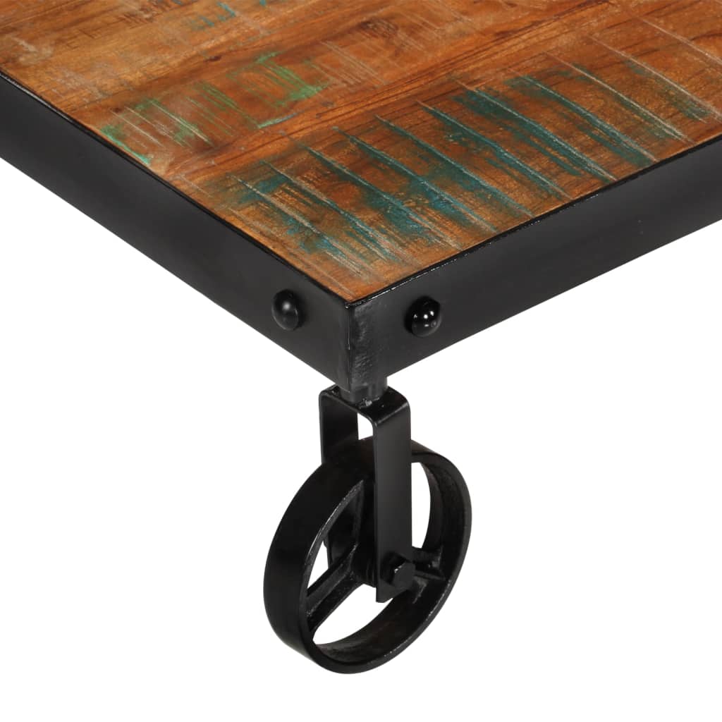 vidaXL Salontafels Salontafel met wielen 100x60x26 cm massief gerecycled hout