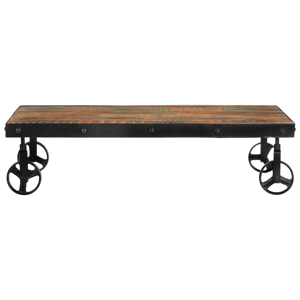 vidaXL Salontafels Salontafel met wielen 100x60x26 cm massief gerecycled hout