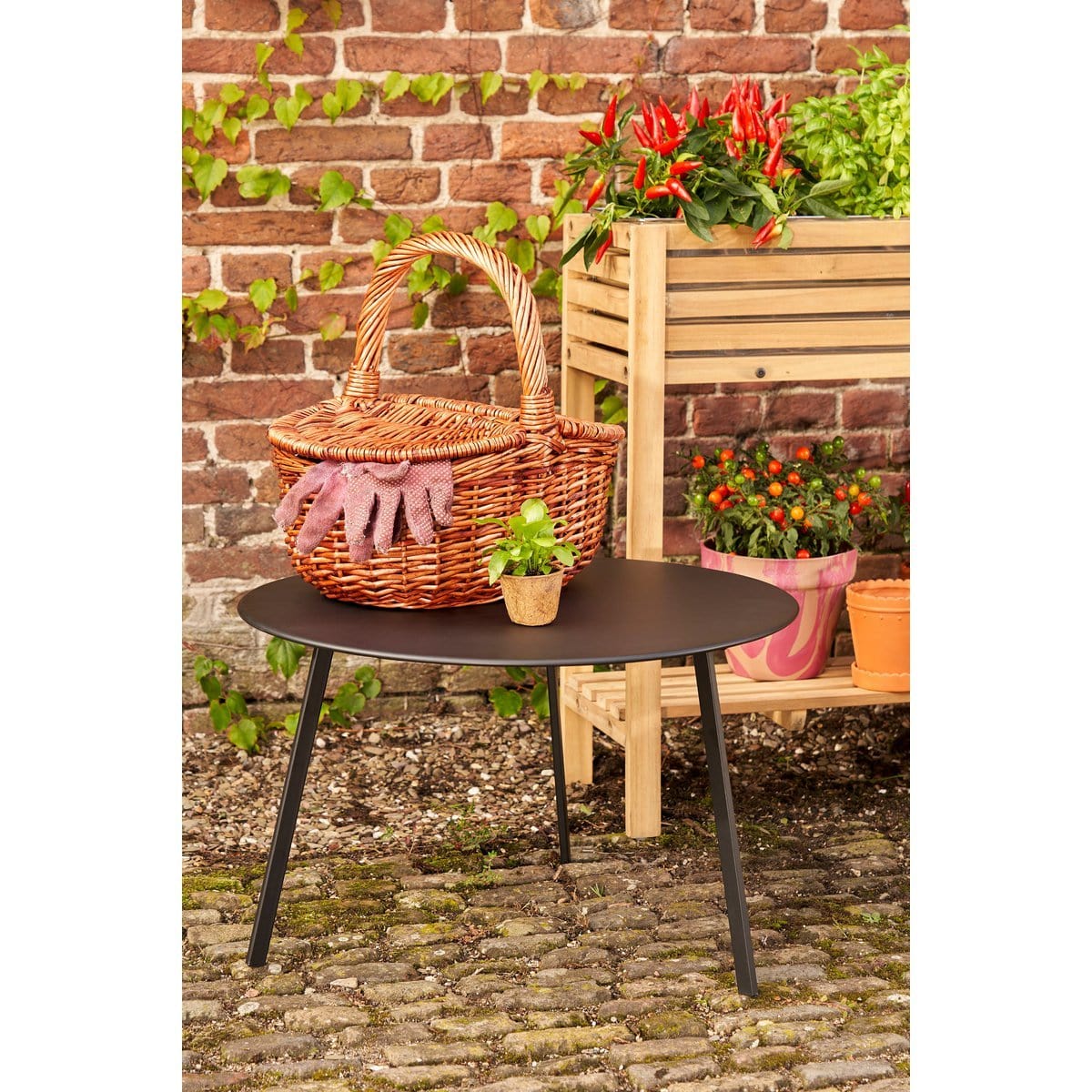 Mica Decorations Seatle Bijzettafel voor Buiten - H38 x Ø58 cm - Metaal - Zwart