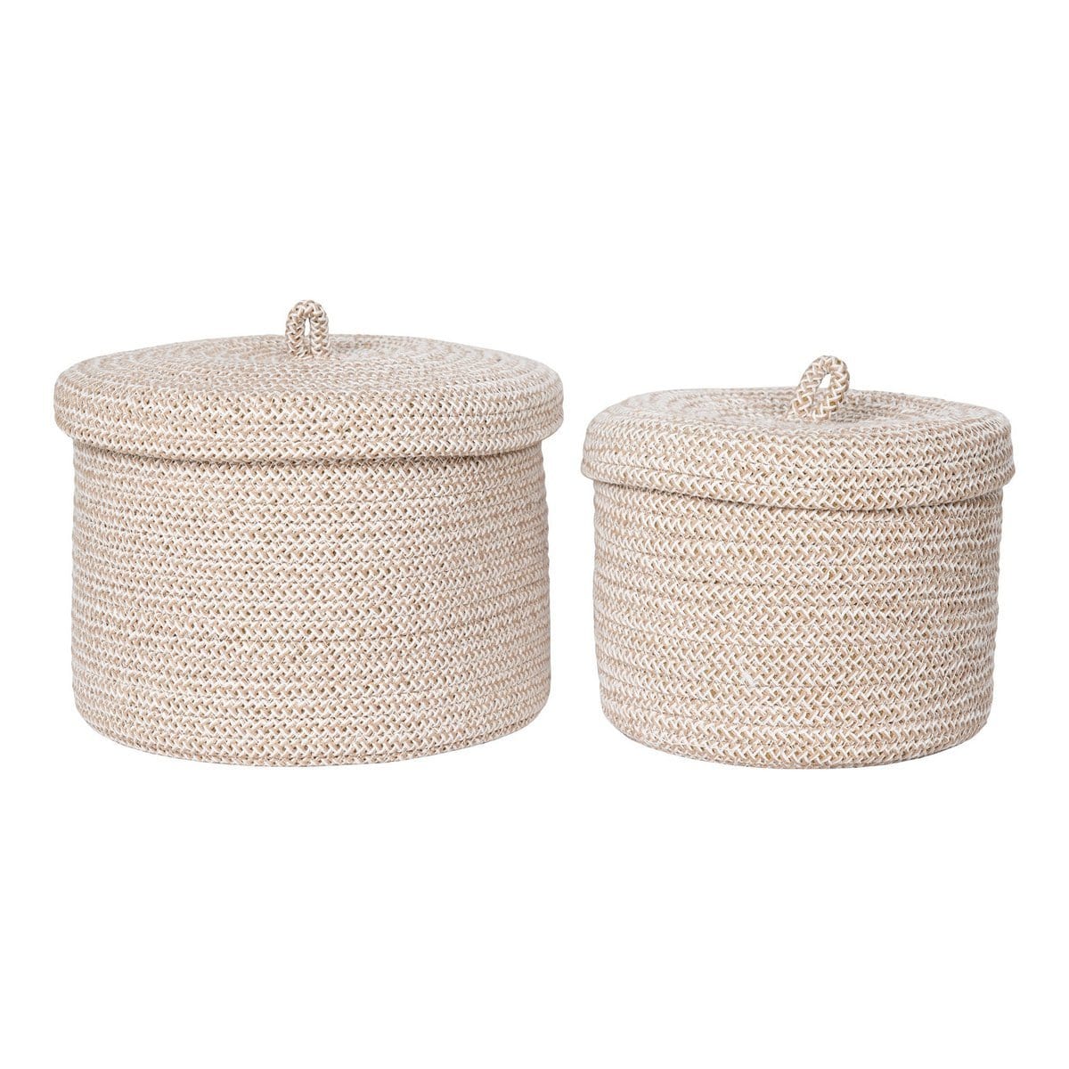 House Nordic ApS Sebal Basket - Mand met deksel, katoen, beige, set van 2