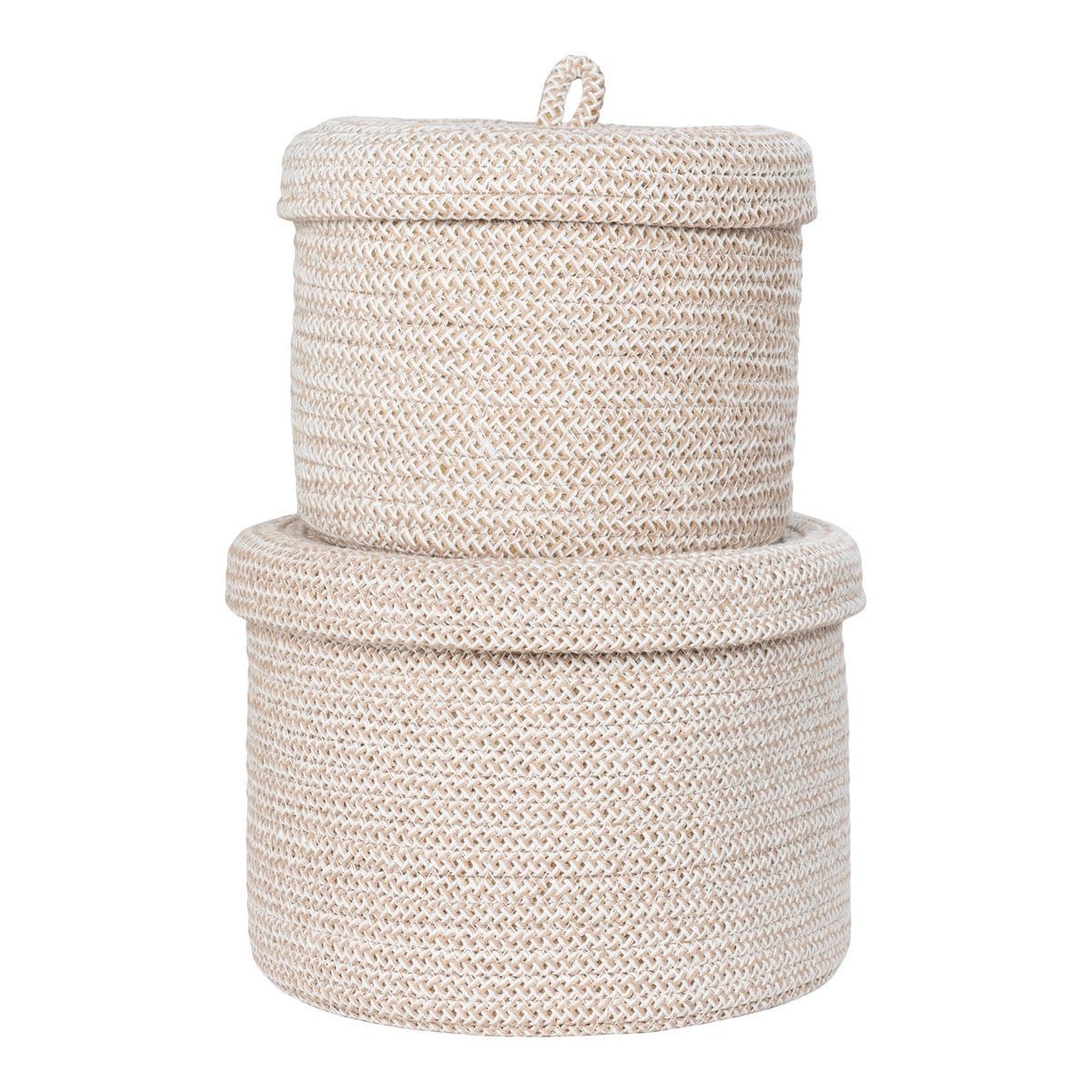 House Nordic ApS Sebal Basket - Mand met deksel, katoen, beige, set van 2