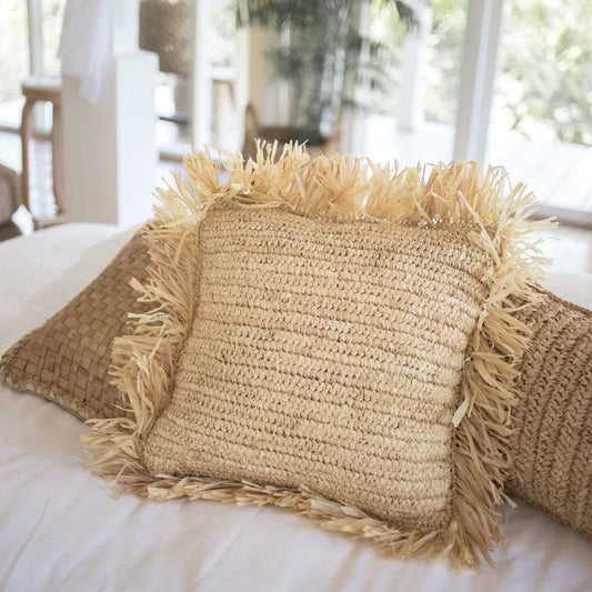 Soeji Sierkussen met vulling | Decoratief Kussen | Sofa Kussen GANDI gemaakt van Raffia