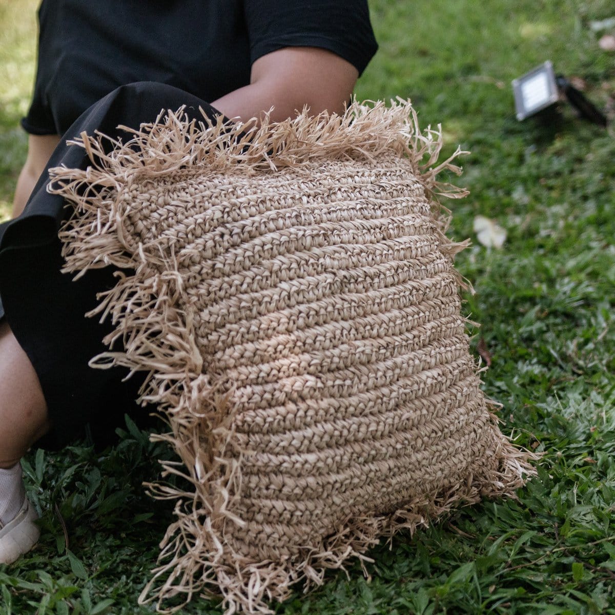 Soeji Sierkussen met vulling | Decoratief Kussen | Sofa Kussen GANDI gemaakt van Raffia