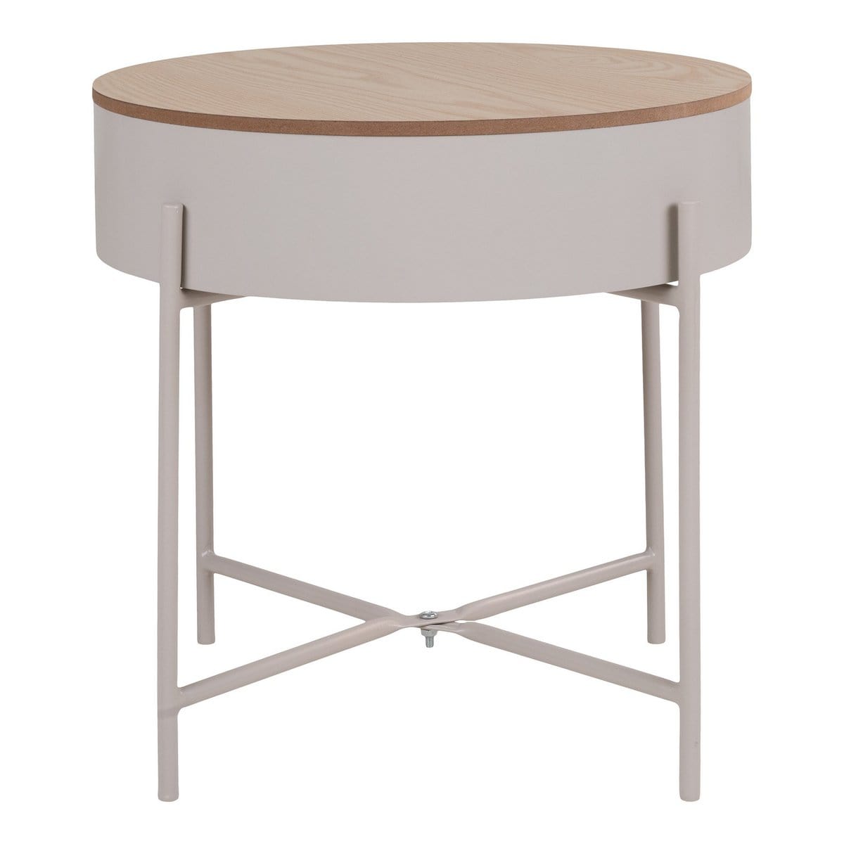 House Nordic ApS Sisco Side Table - Bijzettafel in beige-lichtgrijs gepoedercoat staal, Ø40x40 cm