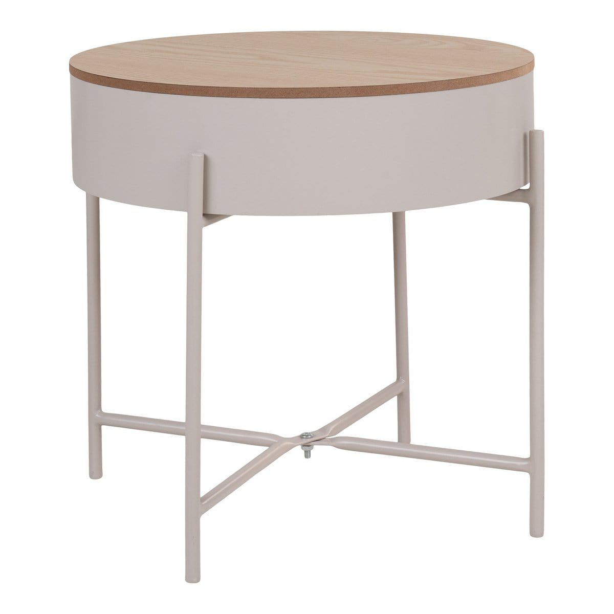 House Nordic ApS Sisco Side Table - Bijzettafel in beige-lichtgrijs gepoedercoat staal, Ø40x40 cm