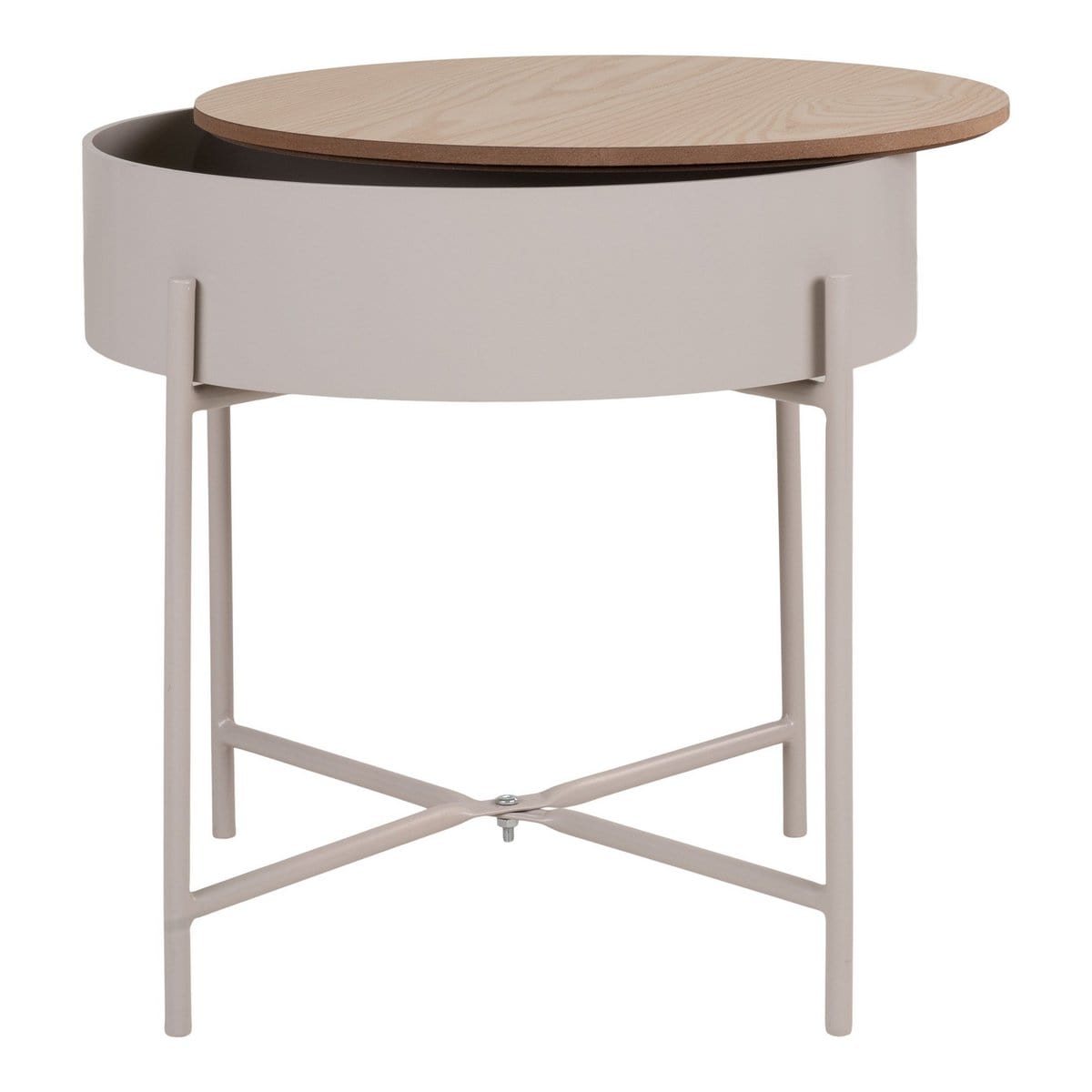 House Nordic ApS Sisco Side Table - Bijzettafel in beige-lichtgrijs gepoedercoat staal, Ø40x40 cm