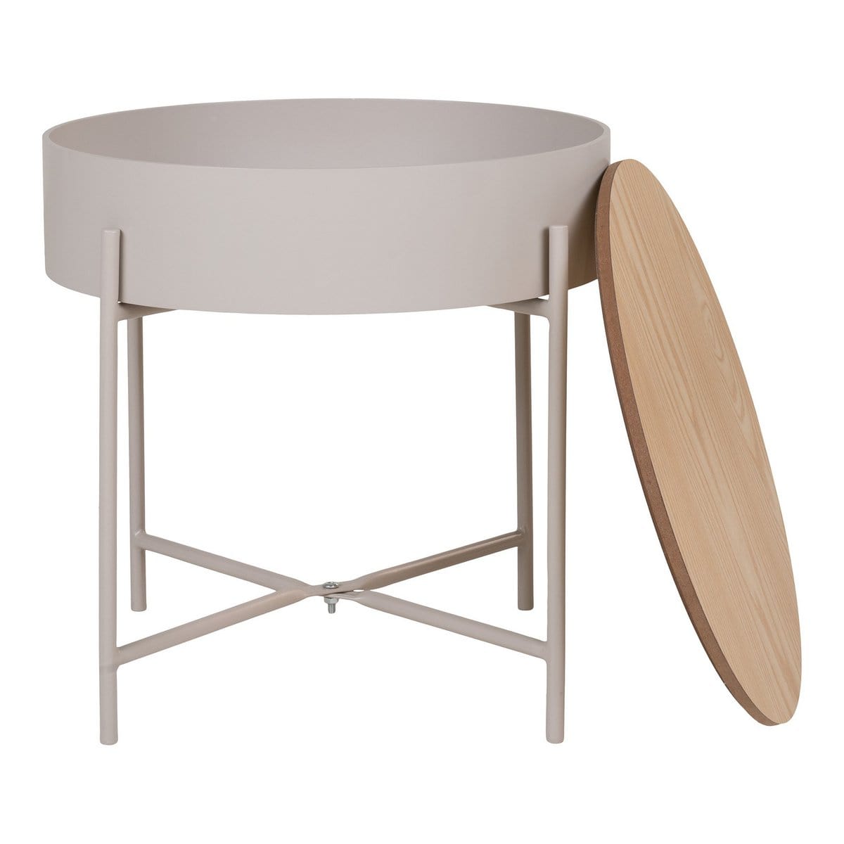 House Nordic ApS Sisco Side Table - Bijzettafel in beige-lichtgrijs gepoedercoat staal, Ø40x40 cm