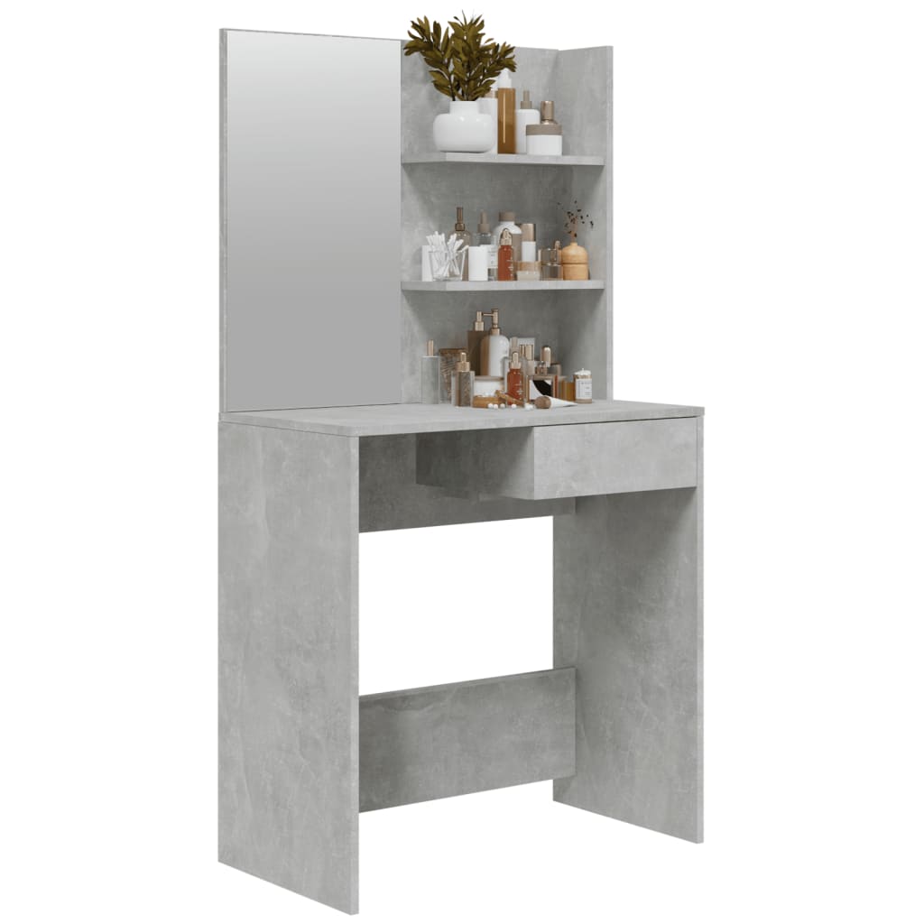 vidaXL Slaapkamerkaptafels Kaptafel met spiegel 74,5x40x141 cm betongrijs