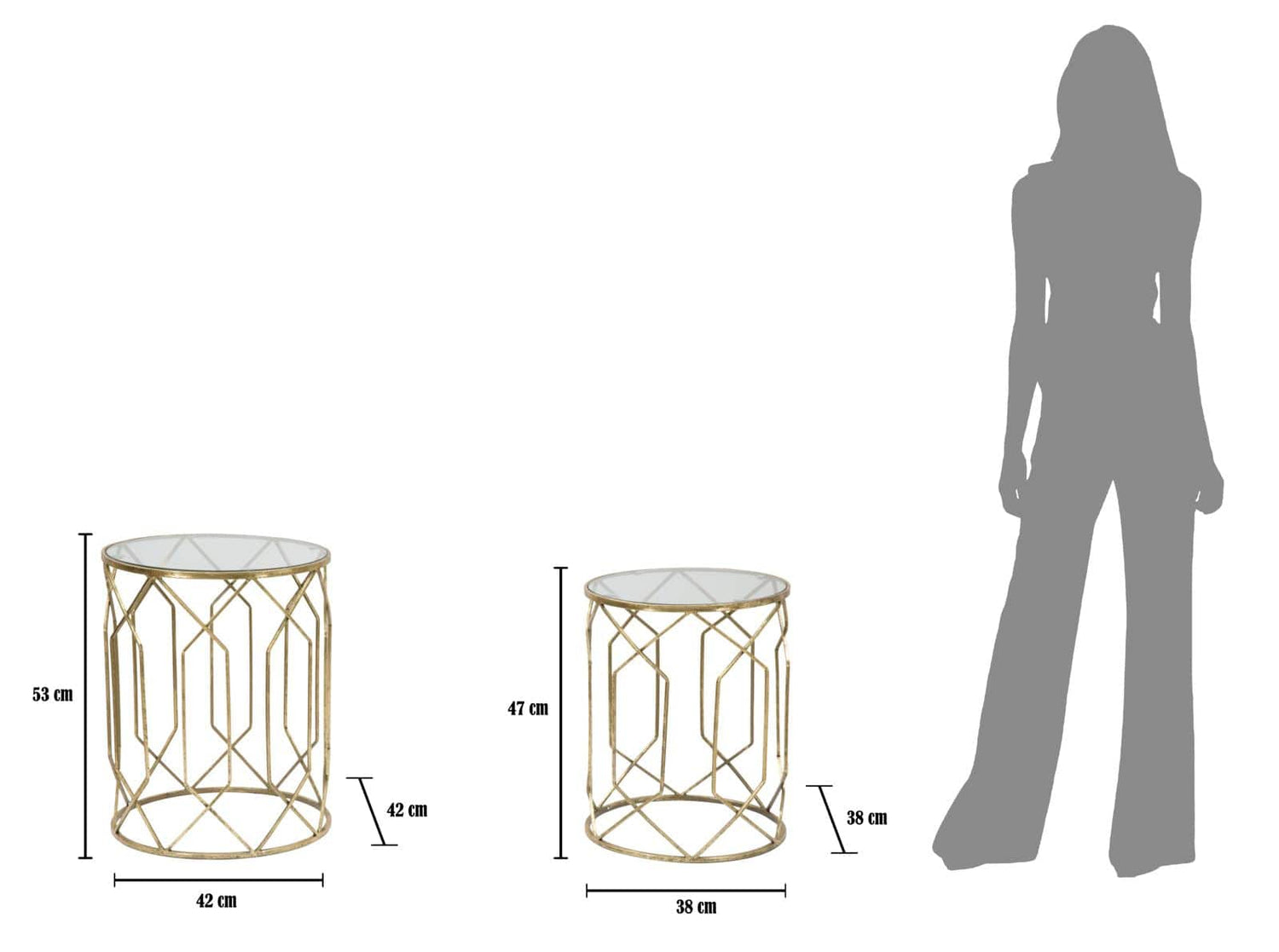 Mauro Ferretti SMALL TABLES TUNISI COUPLE CM Ø 42X53-38X47