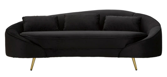 Mauro Ferretti SOFA 3 SEATERS OSLO WITH CUSHIONS BLACK CM 185X84X68