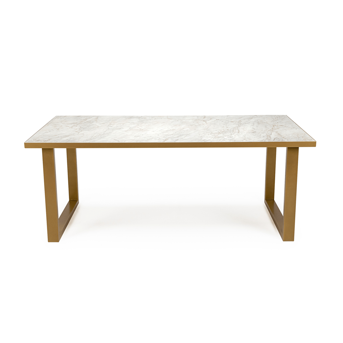 Stalux Stalux Eettafel 'Joop' 180 x 100cm, kleur goud / wit marmer