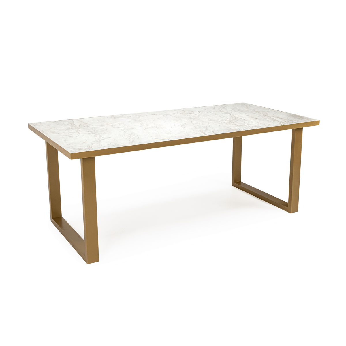 Stalux Stalux Eettafel 'Joop' 180 x 100cm, kleur goud / wit marmer