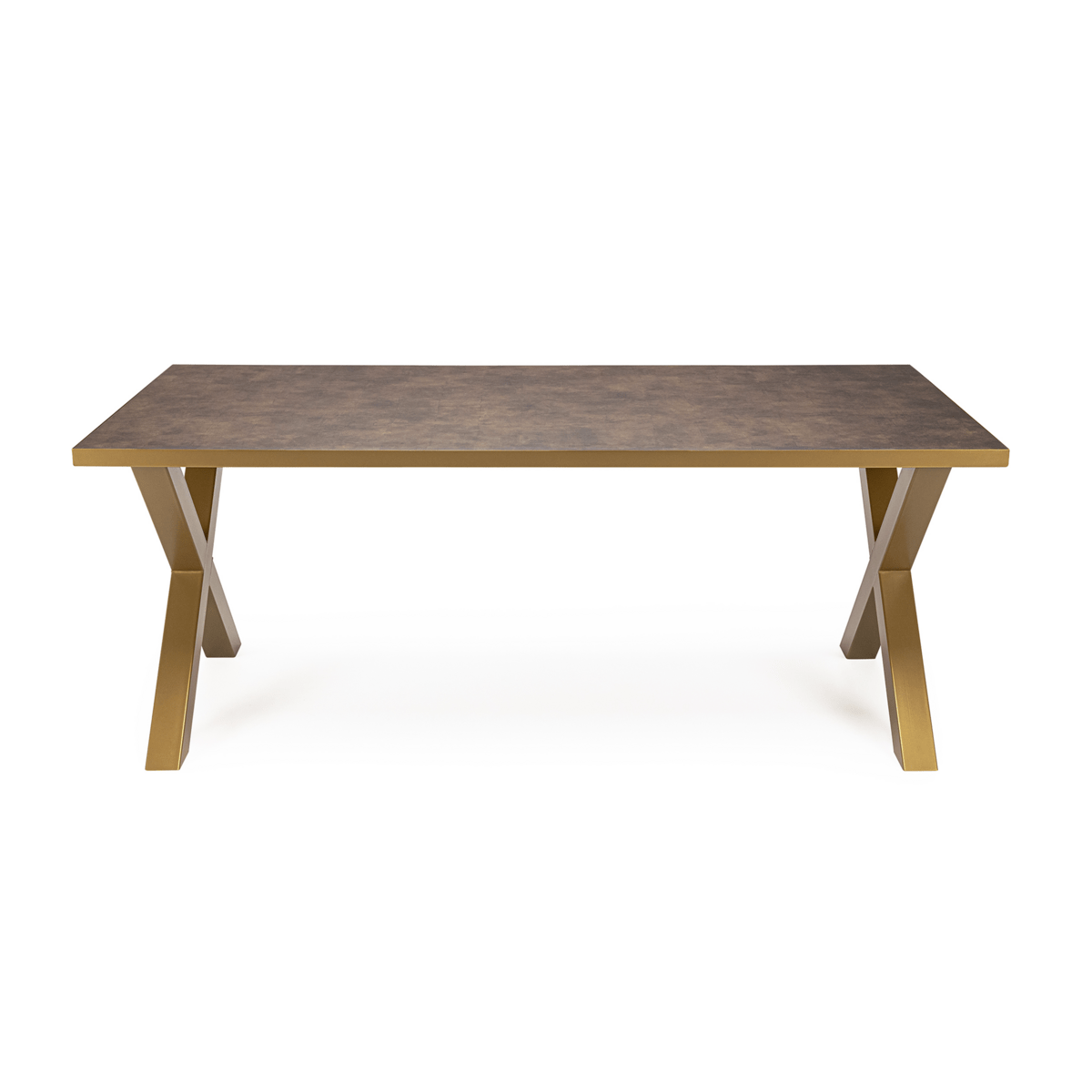 Stalux Stalux Eettafel 'Roos' 180 x 100cm, kleur goud / lederlook bruin