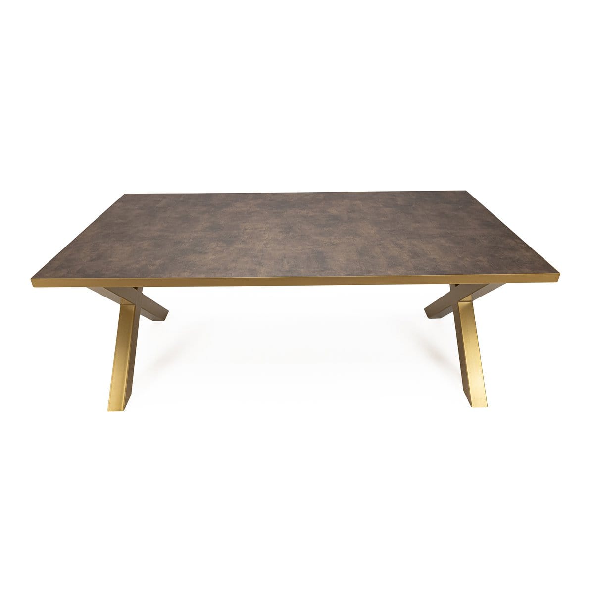 Stalux Stalux Eettafel 'Roos' 180 x 100cm, kleur goud / lederlook bruin