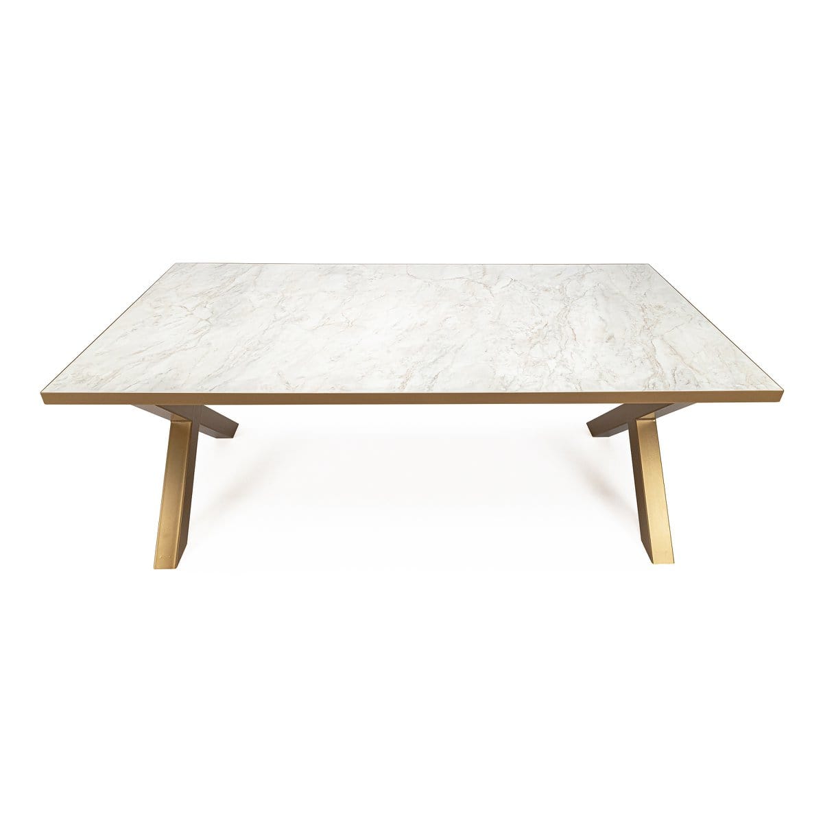 Stalux Stalux Eettafel 'Roos' 180 x 100cm, kleur goud / wit marmer