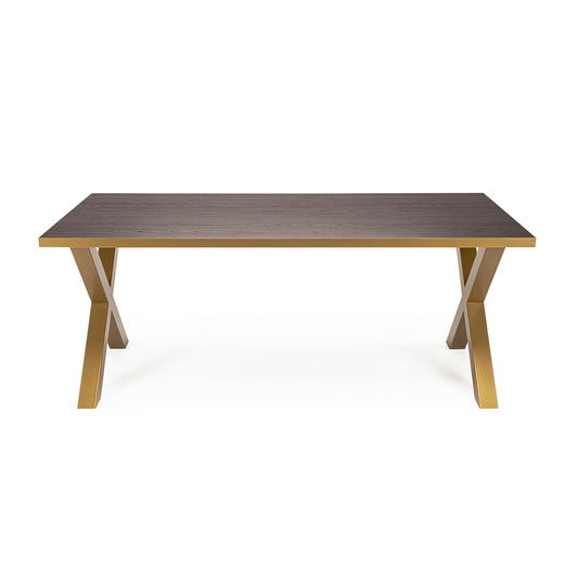 Stalux Stalux Eettafel 'Roos' 200 x 100cm, kleur goud / bruin hout