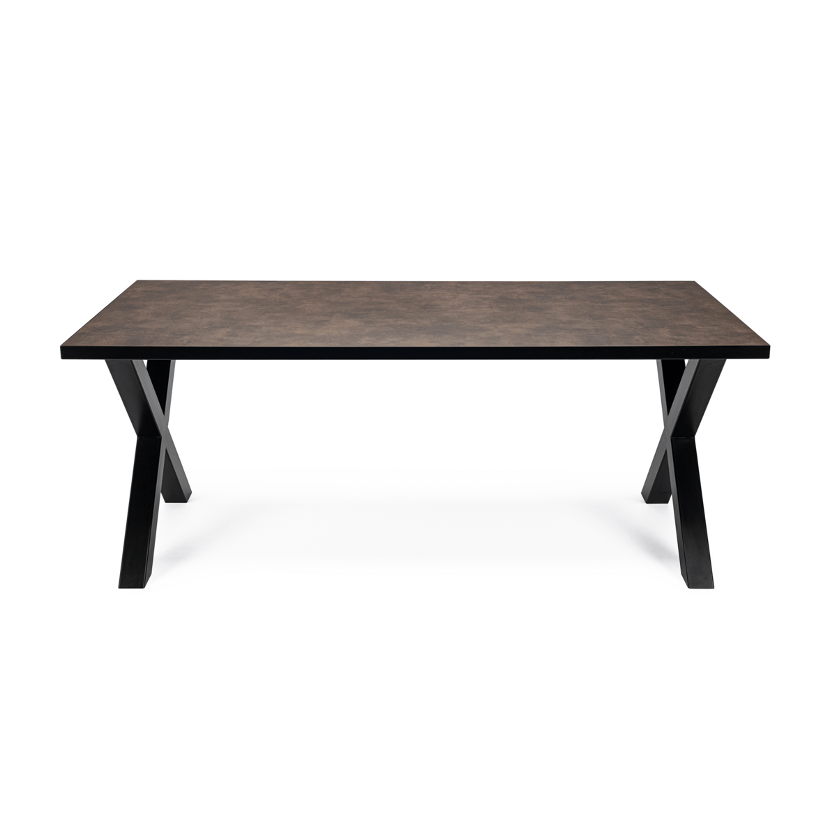 Stalux Stalux Eettafel 'Roos' 200 x 100cm, kleur zwart / lederlook bruin