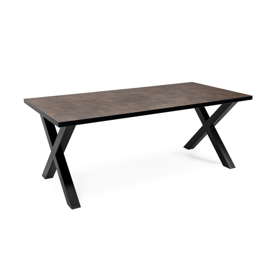 Stalux Stalux Eettafel 'Roos' 200 x 100cm, kleur zwart / lederlook bruin