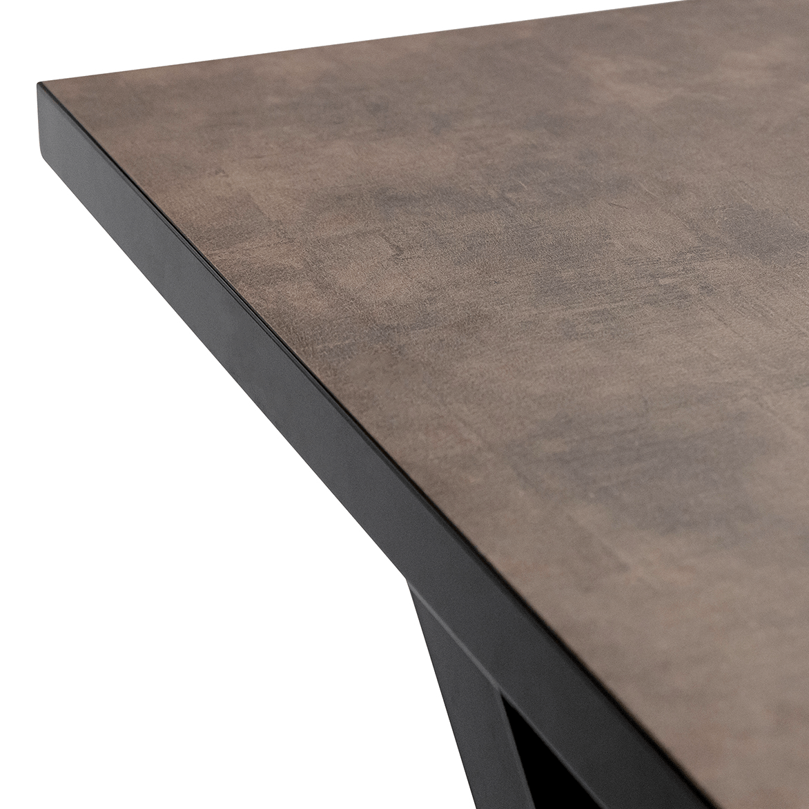 Stalux Stalux Eettafel 'Roos' 200 x 100cm, kleur zwart / lederlook bruin