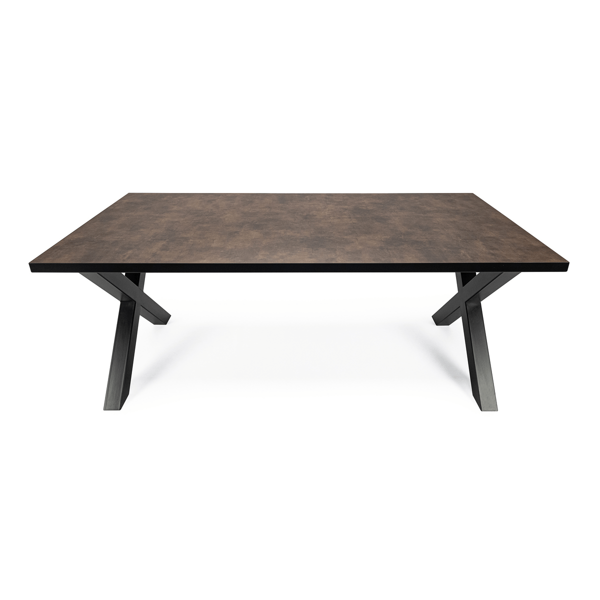 Stalux Stalux Eettafel 'Roos' 200 x 100cm, kleur zwart / lederlook bruin