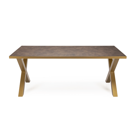 Stalux Stalux Eettafel 'Roos' 240 x 100cm, kleur goud / lederlook bruin