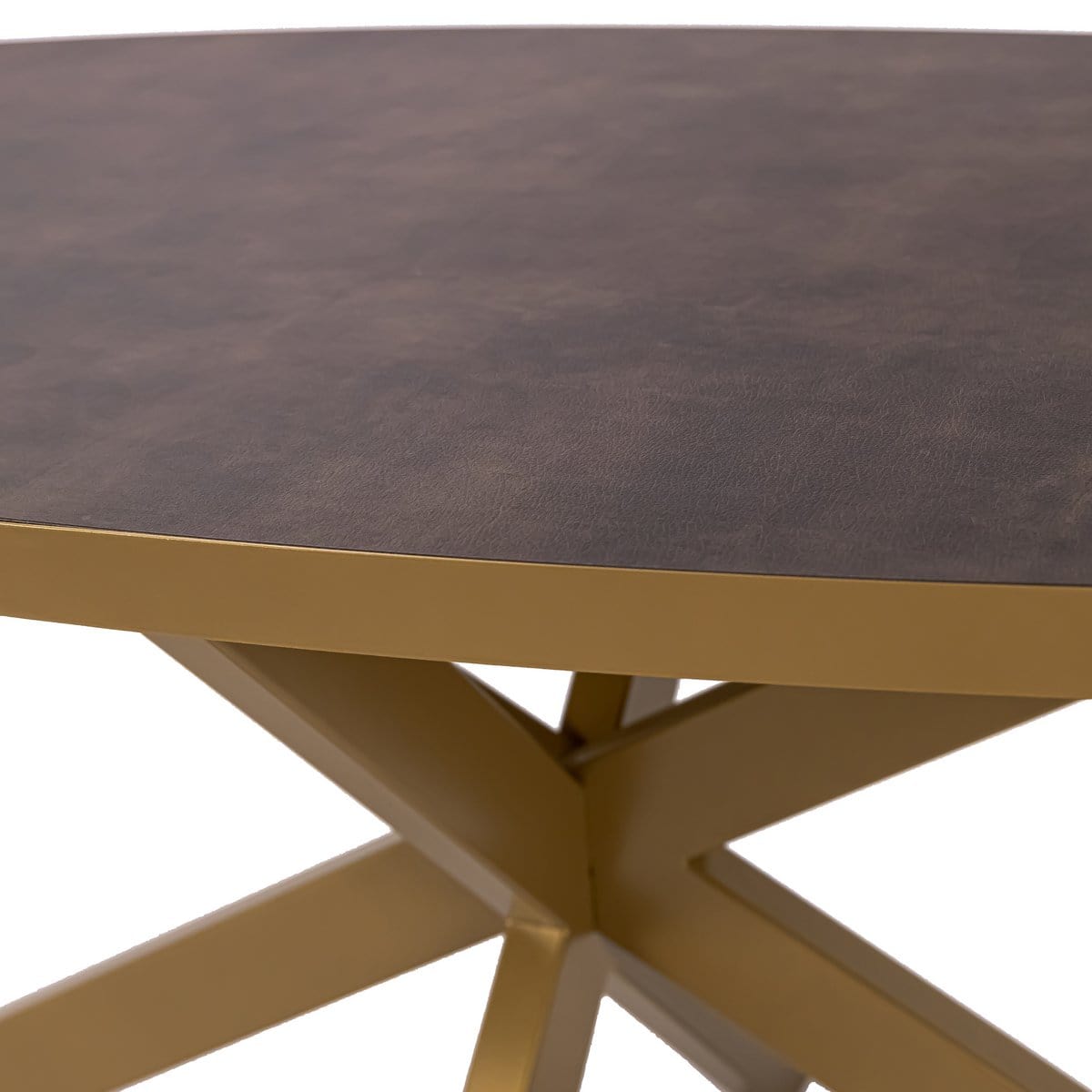 Stalux Stalux Ovale eettafel 'Mees' 180 x 100cm, kleur goud / lederlook bruin