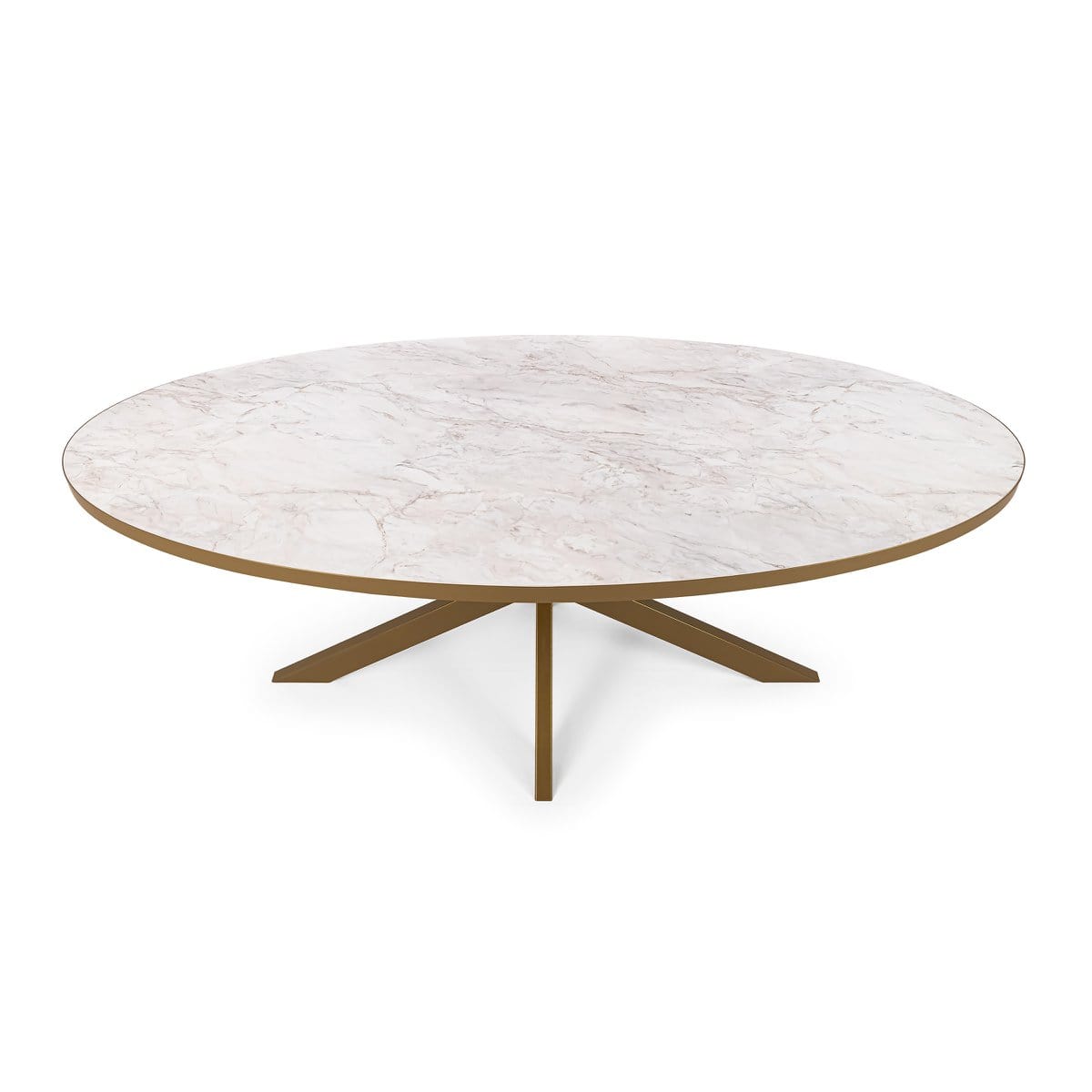 Stalux Stalux Ovale eettafel 'Mees' 180 x 100cm, kleur goud / wit marmer