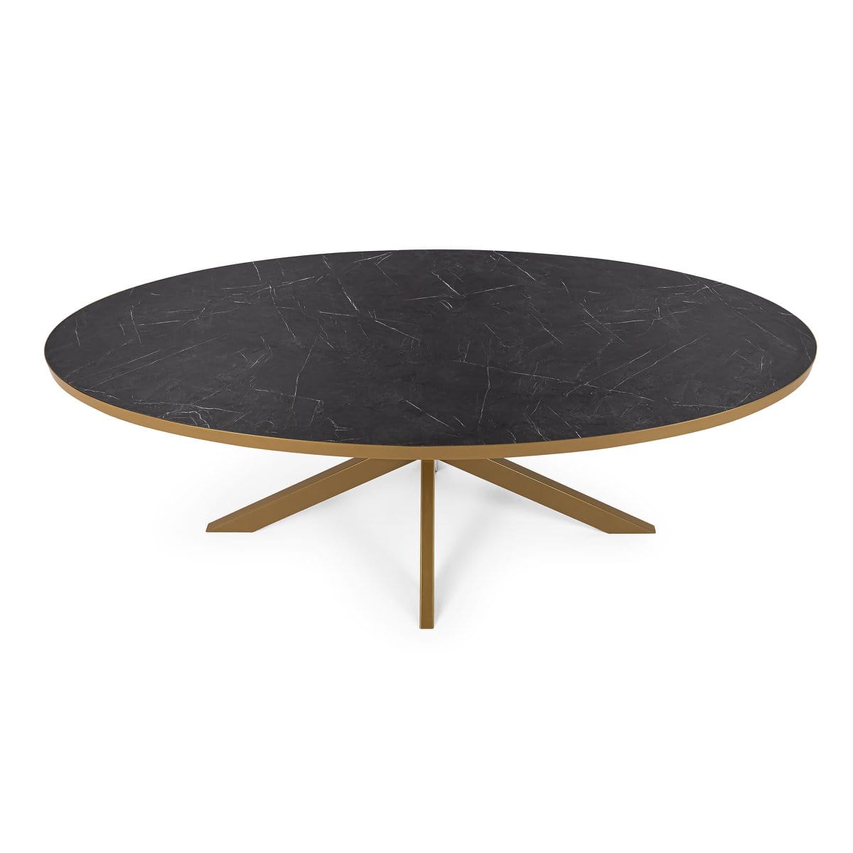 Stalux Stalux Ovale eettafel 'Mees' 180 x 100cm, kleur goud / zwart marmer