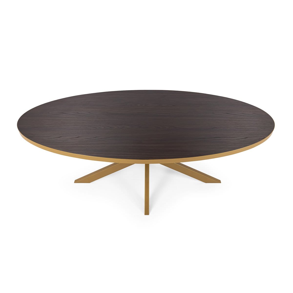 Stalux Stalux Ovale eettafel 'Mees' 210 x 100cm, kleur goud / bruin hout