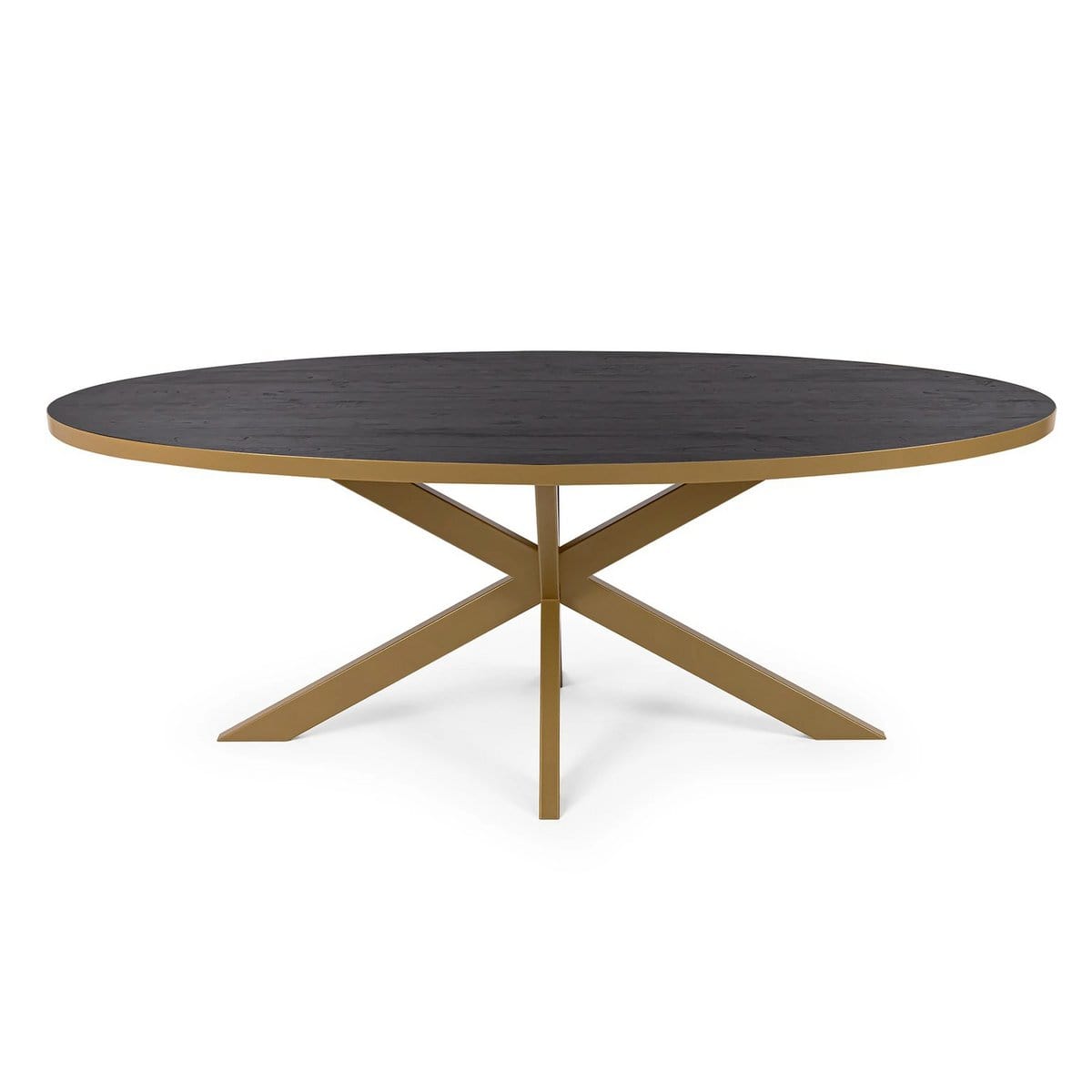 Stalux Stalux Ovale eettafel 'Mees' 210 x 100cm, kleur goud / zwart eiken