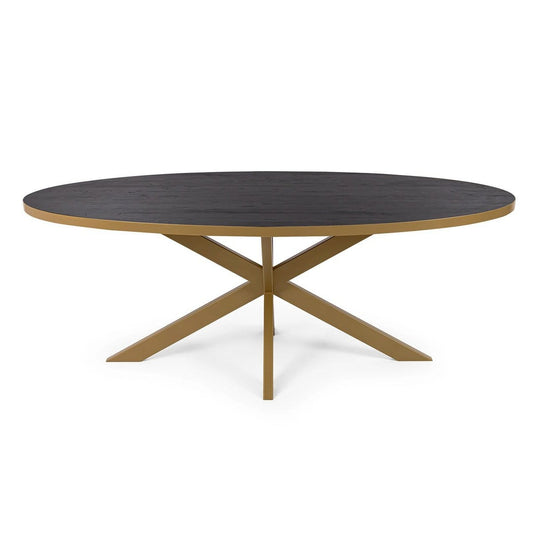 Stalux Stalux Ovale eettafel 'Mees' 210 x 100cm, kleur goud / zwart eiken