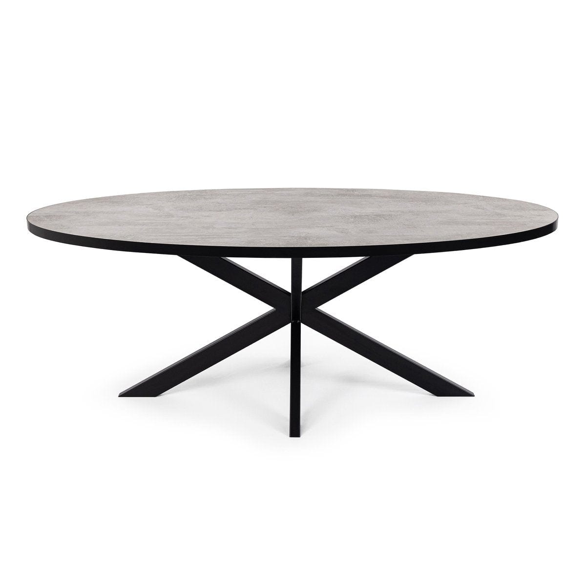 Stalux Stalux Ovale eettafel 'Mees' 210 x 100cm, kleur zwart / beton