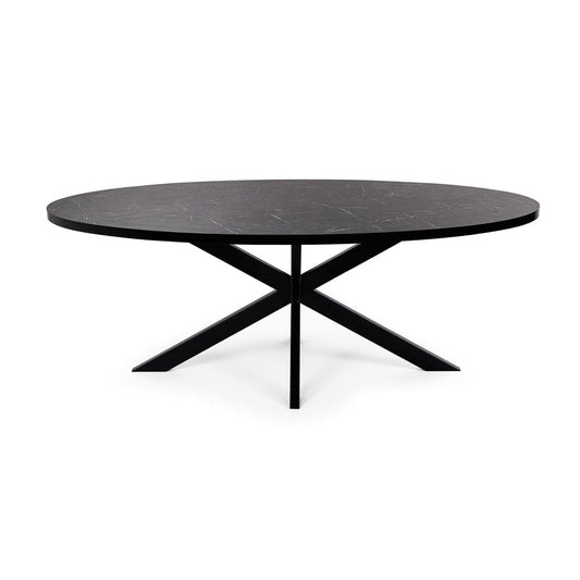 Stalux Stalux Ovale eettafel 'Mees' 210 x 100cm, kleur zwart / zwart marmer