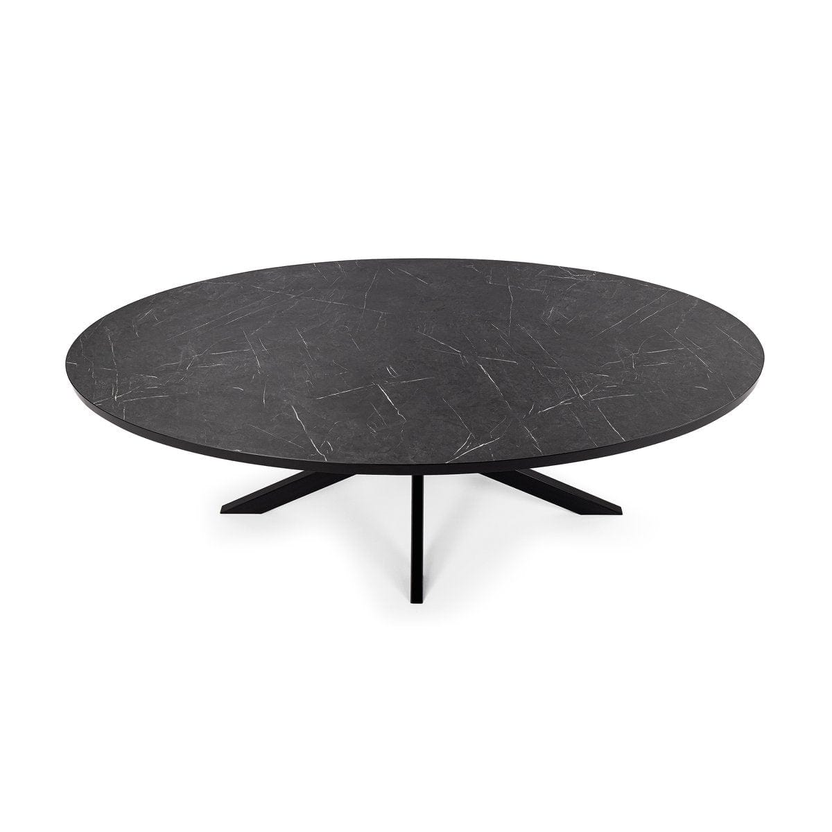 Stalux Stalux Ovale eettafel 'Mees' 210 x 100cm, kleur zwart / zwart marmer