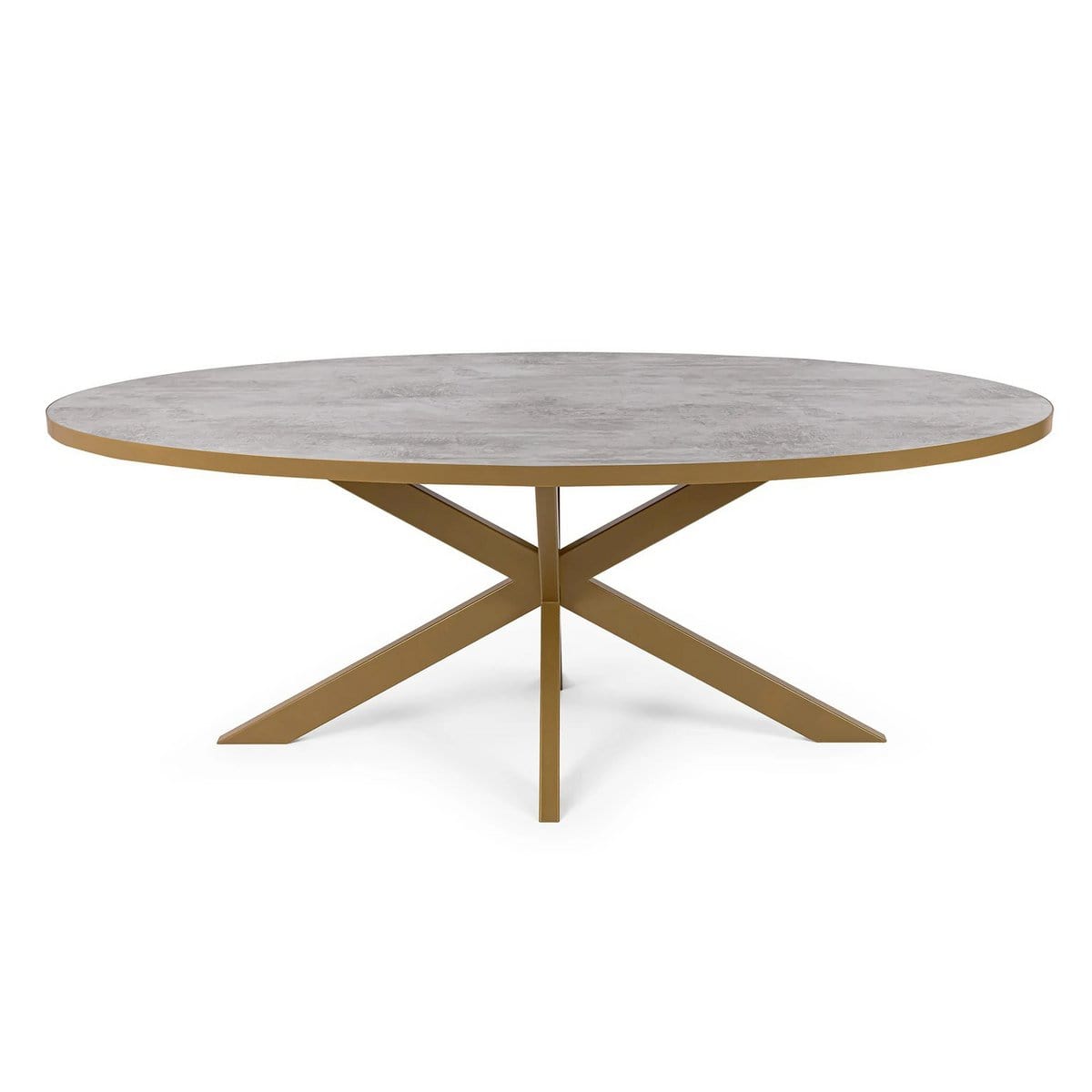 Stalux Stalux Ovale eettafel 'Mees' 240 x 110cm, kleur goud / beton